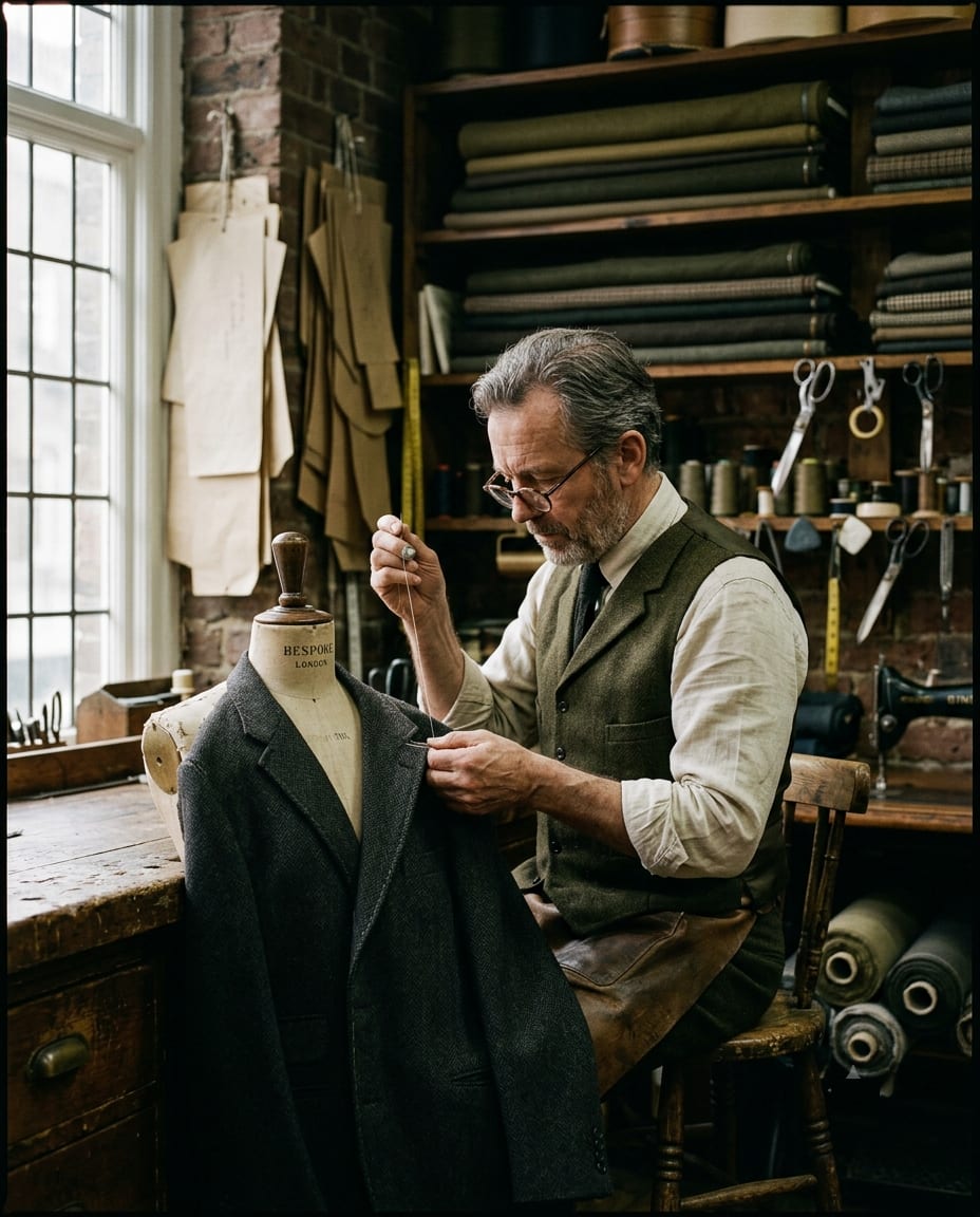 Master tailor at work in the Savva atelier