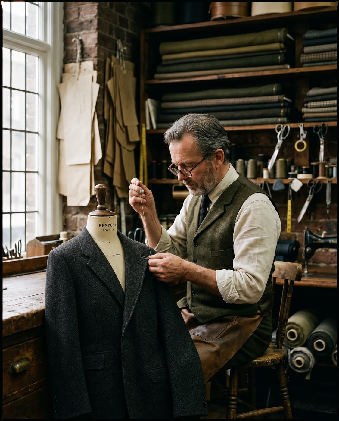 Master tailor at work in the Savva atelier